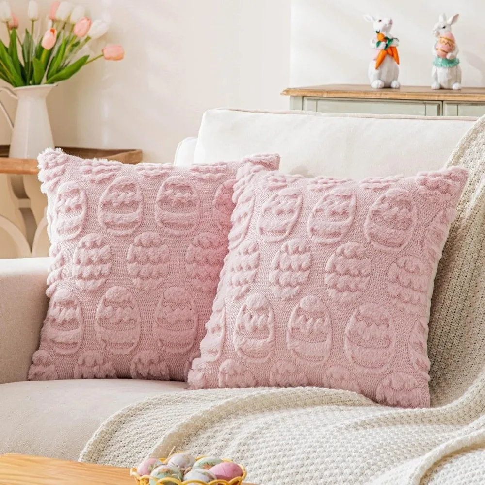 

Egg Pattern Easter Pillow Cover Super Soft Wear-resistant Cushion Cover Fluffy Comfortable Decorative Pillowslip