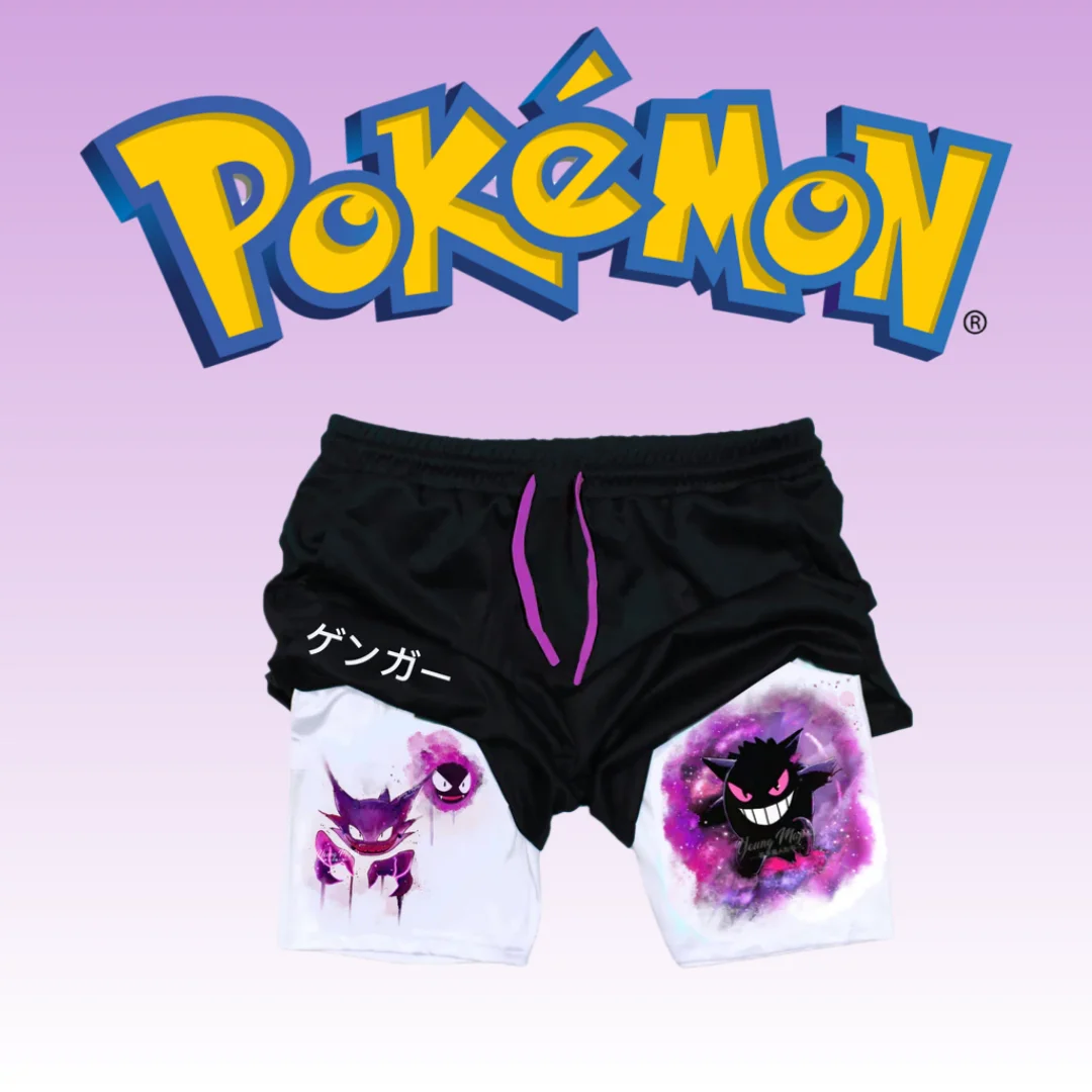 2025年夏新作 ベストセラー ポケモン アニメ服 綿100% ゆったりカジュアルデザイン フェイクツーピースショーツ