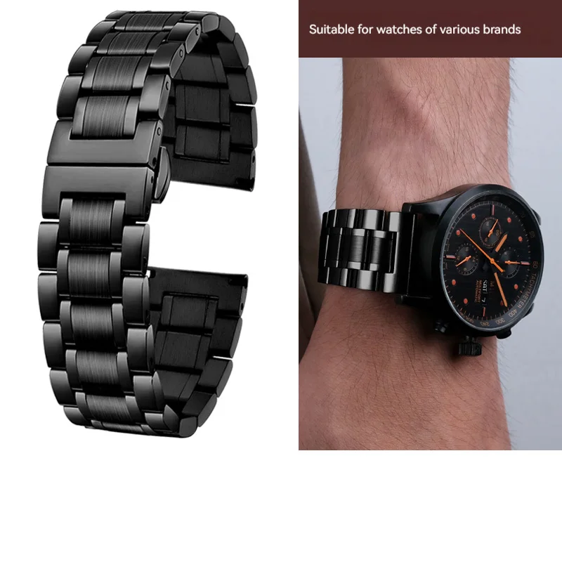 Sangle en métal en acier inoxydable noir pour Huawei Watch GT 4 3 Pro 2 46mm Man Watchbands 20 mm 22 mm de largeur pour Seiko Casio