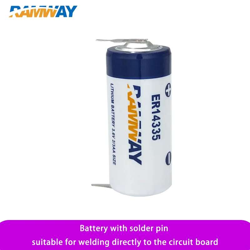 RAMWAY ER14335 2/3AA with Welding Foot Disposable Lithium Battery 3.6V Gas Detector Smoke Alarm Temperature Recorder ER14335H