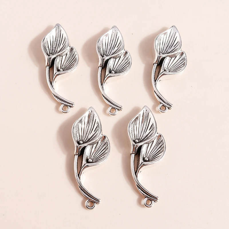 Leslie 8 Stück 15*36mm Antiksilberfarbene Calla-Lilien-Blüten-Anhänger für Halsketten, Armbänder, DIY-Schmuckherstellung – Detail 6