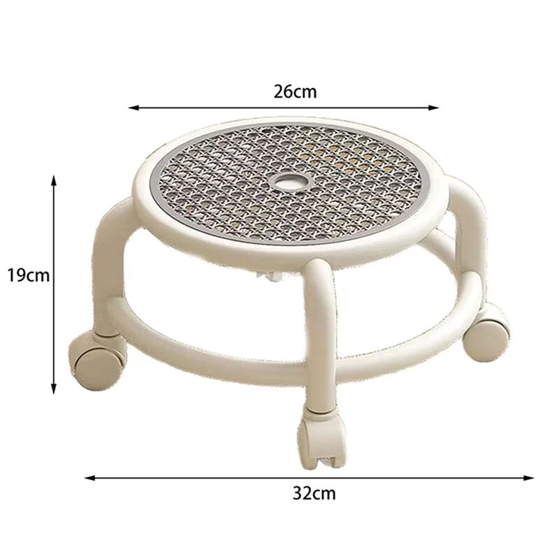 ABBP-tabouret roulant pivotant rond bas petit gris roue universelle enfants adulte forte capacité rangement pratique