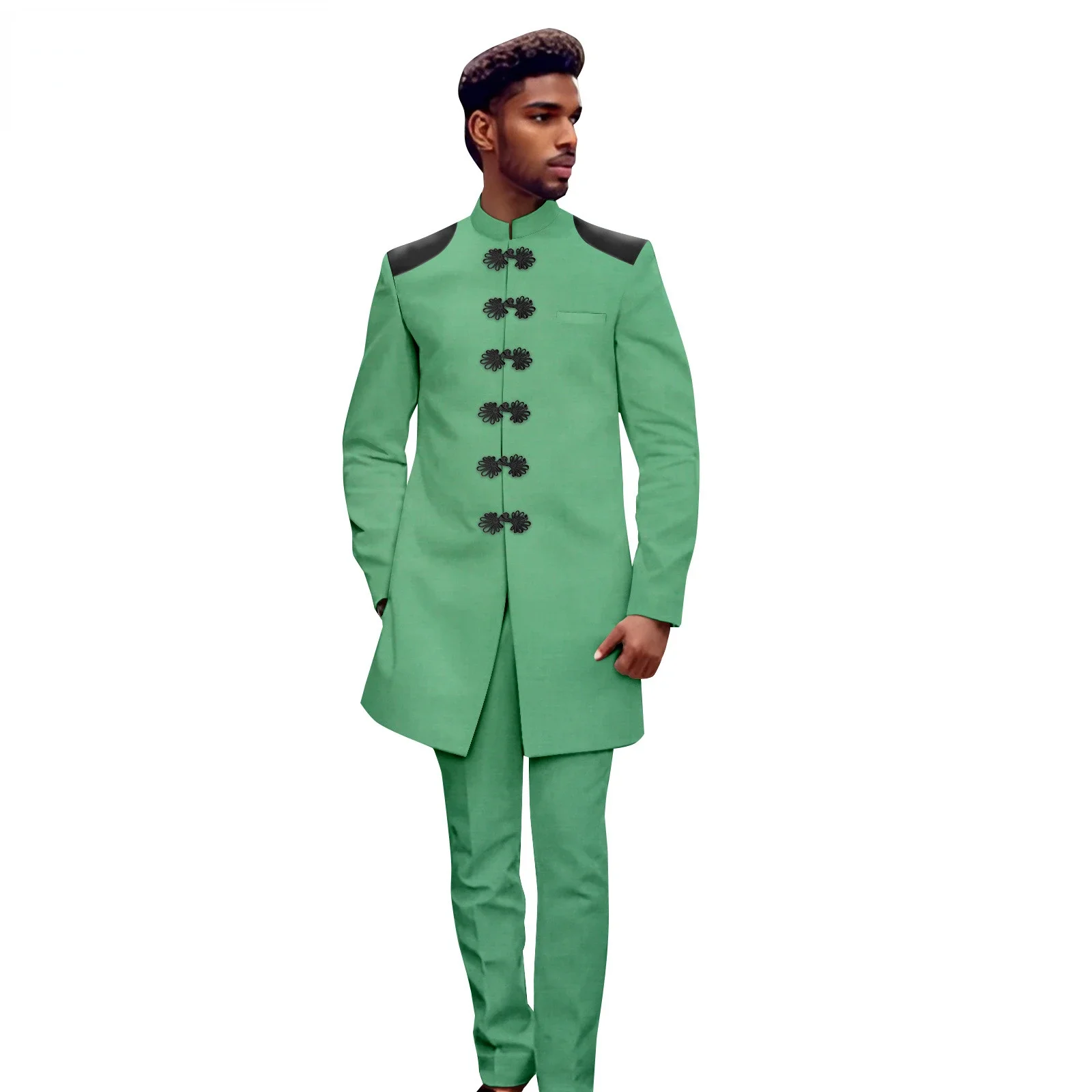 2024 neue Männer passt afrikanische Mode Blazer Hosen Hochzeit Bräutigam elegante einreihige Jacke Abend party formelles Kostüm 2St