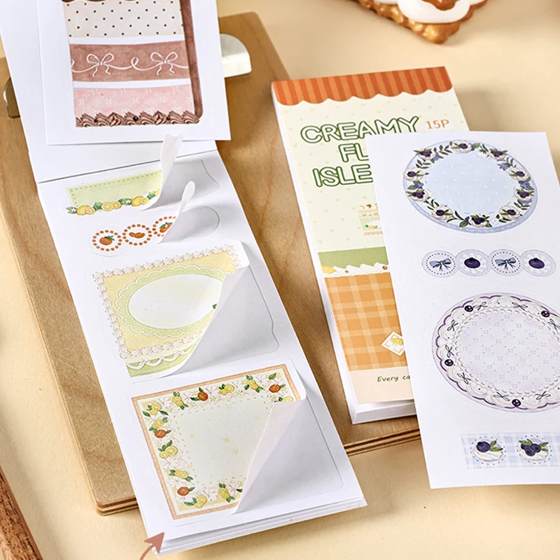 Mr.Paper 15Pcs Die Cut Sticker Book Cute Dessert Frame Labels, DIY Journal Scrapbook Supplies for Diary Greeting Card Envelopes - view 5