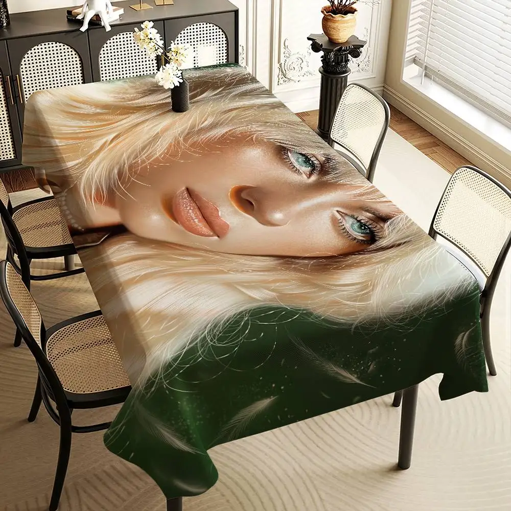 B-Billie Eilish Singer Star Tablecloth Table Cover Christmas Picnic Party Birthday Wedding Waterproof Desk Cloth Table Decor