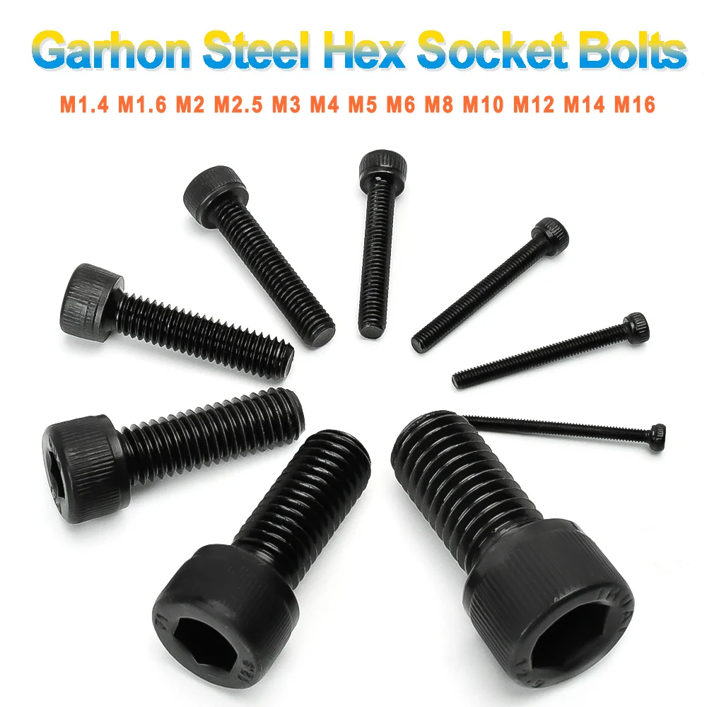 M2M3M4M5M6M8M10M12M14M16 DIN912 Hex Socket Bolts Black Metric Threaded Hexagonal Carbon Steel Grade 12.9 Machine Screws DIY Bolt image 5