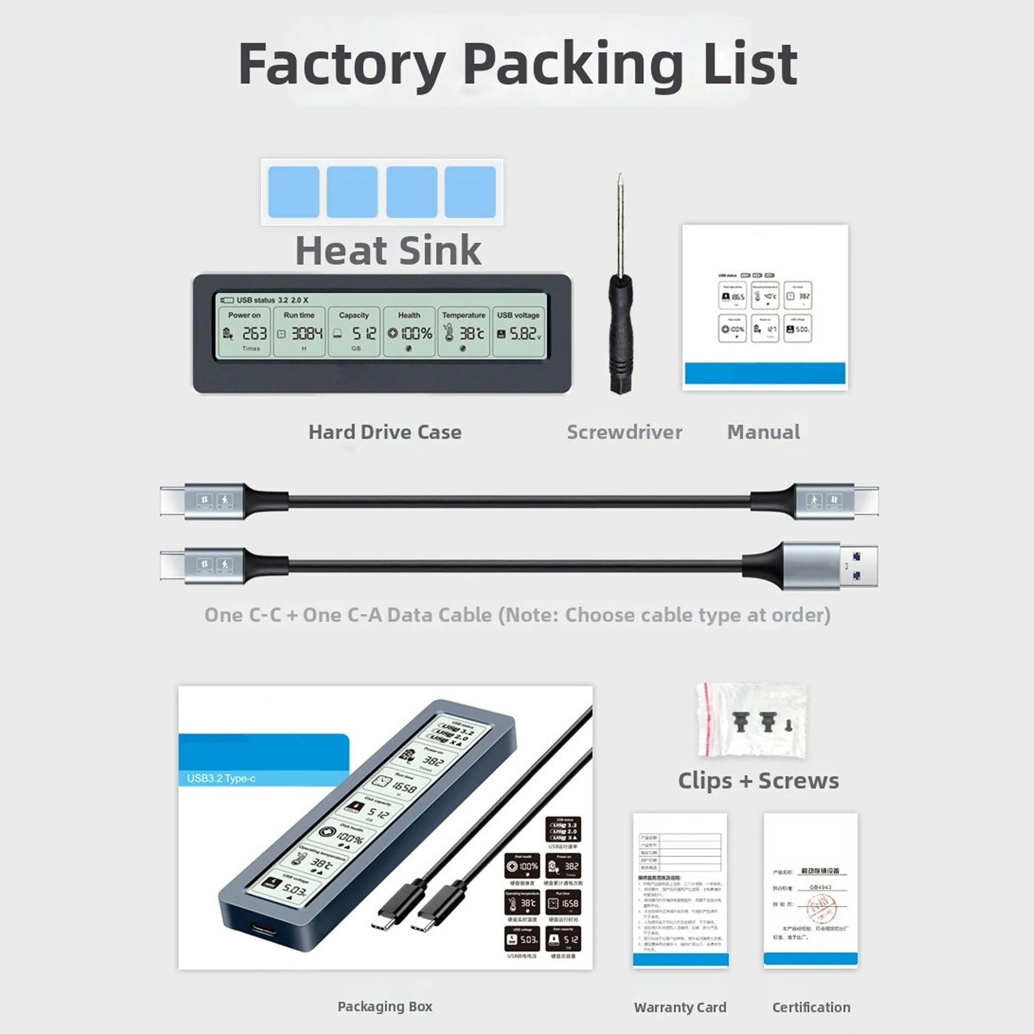 Hard Disk Enclosure NVME-protocol Digital Digital Health Detection PCI-E High-Speed M.2 Solid-state Mobile Hard Disk Enclosure