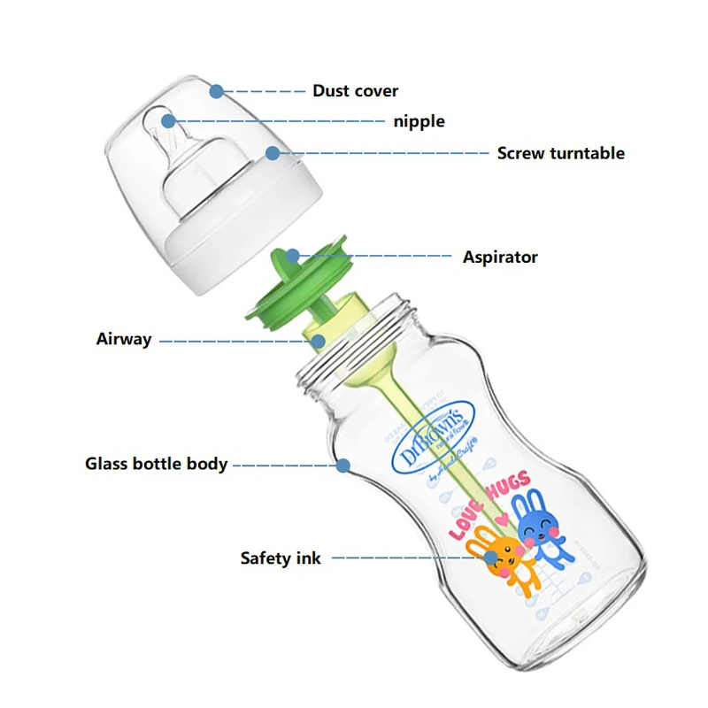 Dr. Brown\'s Wide Mouth / PPSU / Glass / Bottle Accessories + Leak Proof Cap / 150ML / 270ML