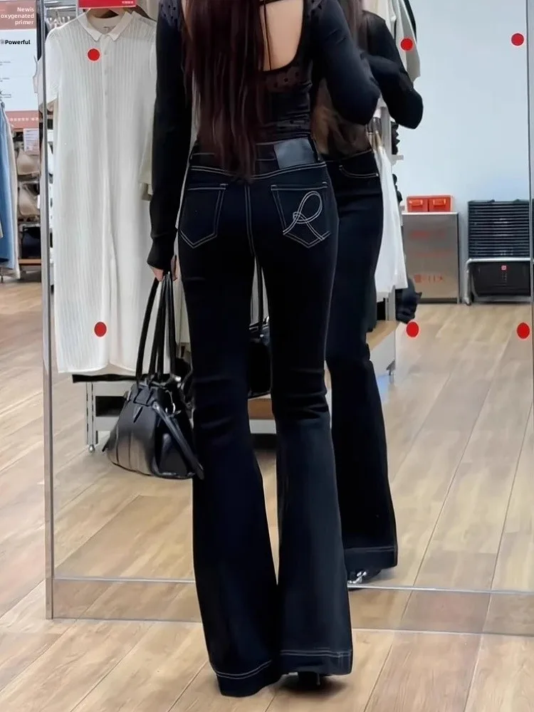 

Женские джинсы с высокой талией, расклешенные, на флисовой подкладке, утепленные, для зимы, модный дизайн, повседневные, из денима