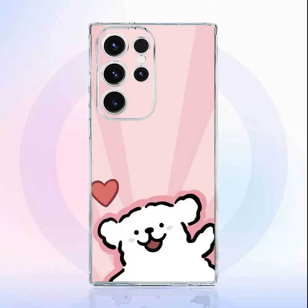 L-line puppy M-Maltese-S   Phone Case For Samsung S24,22,20,21 FE Ultra ,23,10,10E,S8,Plus Transparent Phone Shell