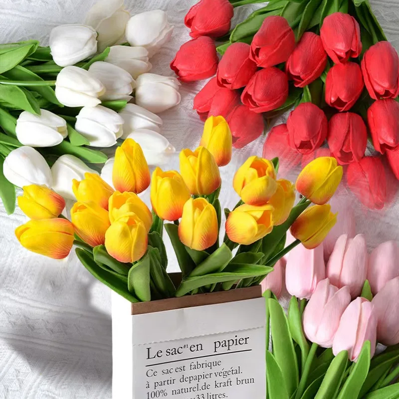 1/5/10PCS PU Tulip Artificial Flower Real Touch Bouquet Fake Flower for Wedding Birthday Party Home Garden Decoration