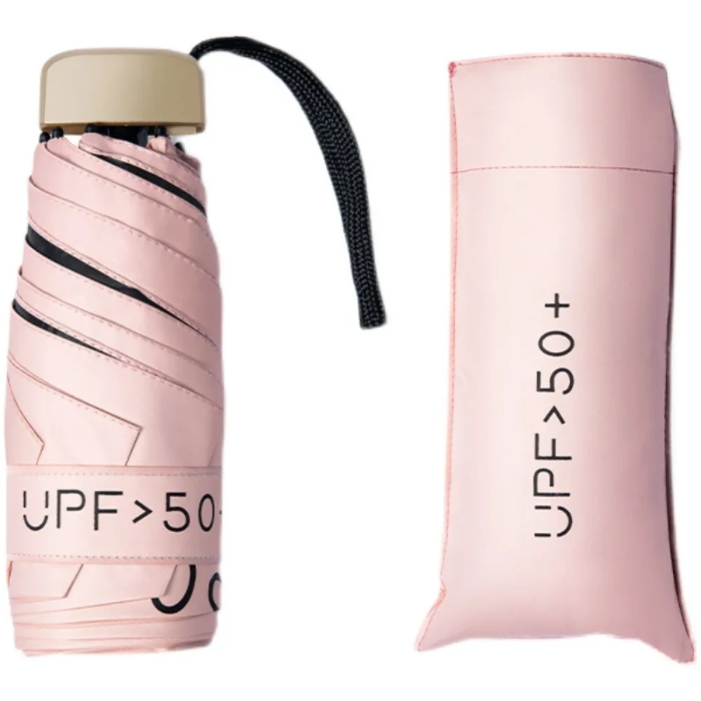 Protable Folding Pocket Umbrellas Women Flat Lightweight Umbrella Ultraviolet Protection Parasol Small Size for Travel