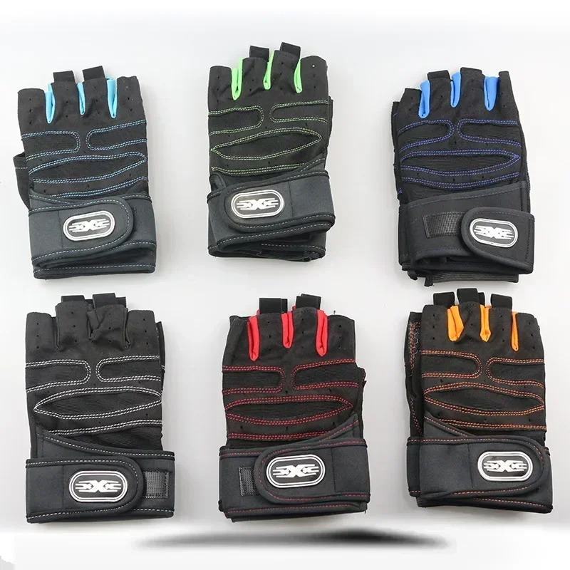 Guantes de gimnasio para hombre y mujer, mancuernas para Crossfit, culturismo, correa de Fitness, entrenamiento deportivo, ejercicio, guantes de ciclismo sin dedos