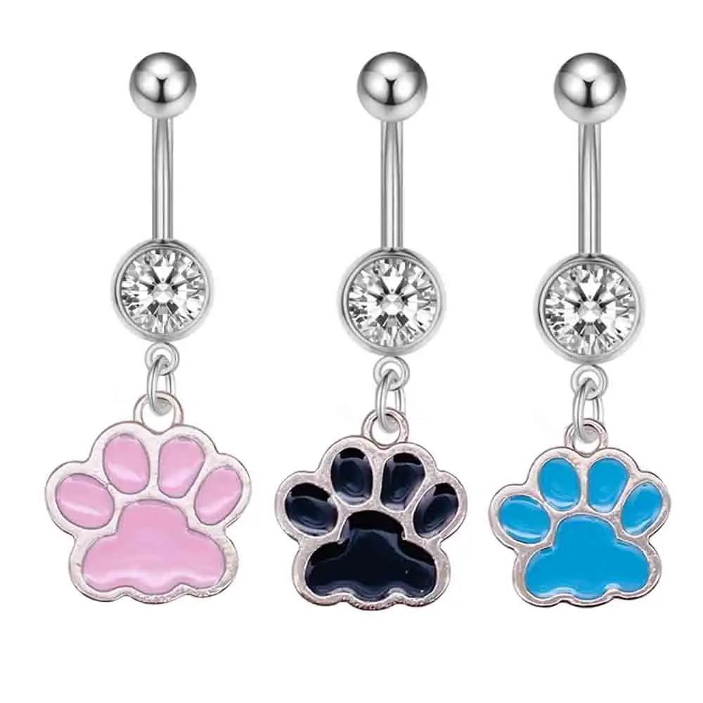 Piercing de acero inoxidable para el ombligo, joyería para el cuerpo, azul, rosa, gato, rascador, nuevo