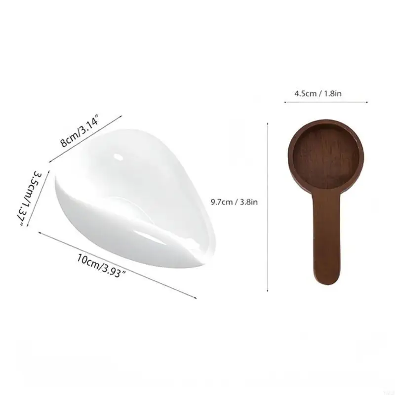 Y5LF Coffee Bean Plate Coffee Bean Tray Coffee Dosing Tray Measuring Spoons Espresso Coffee Container Coffee Measuring Tool