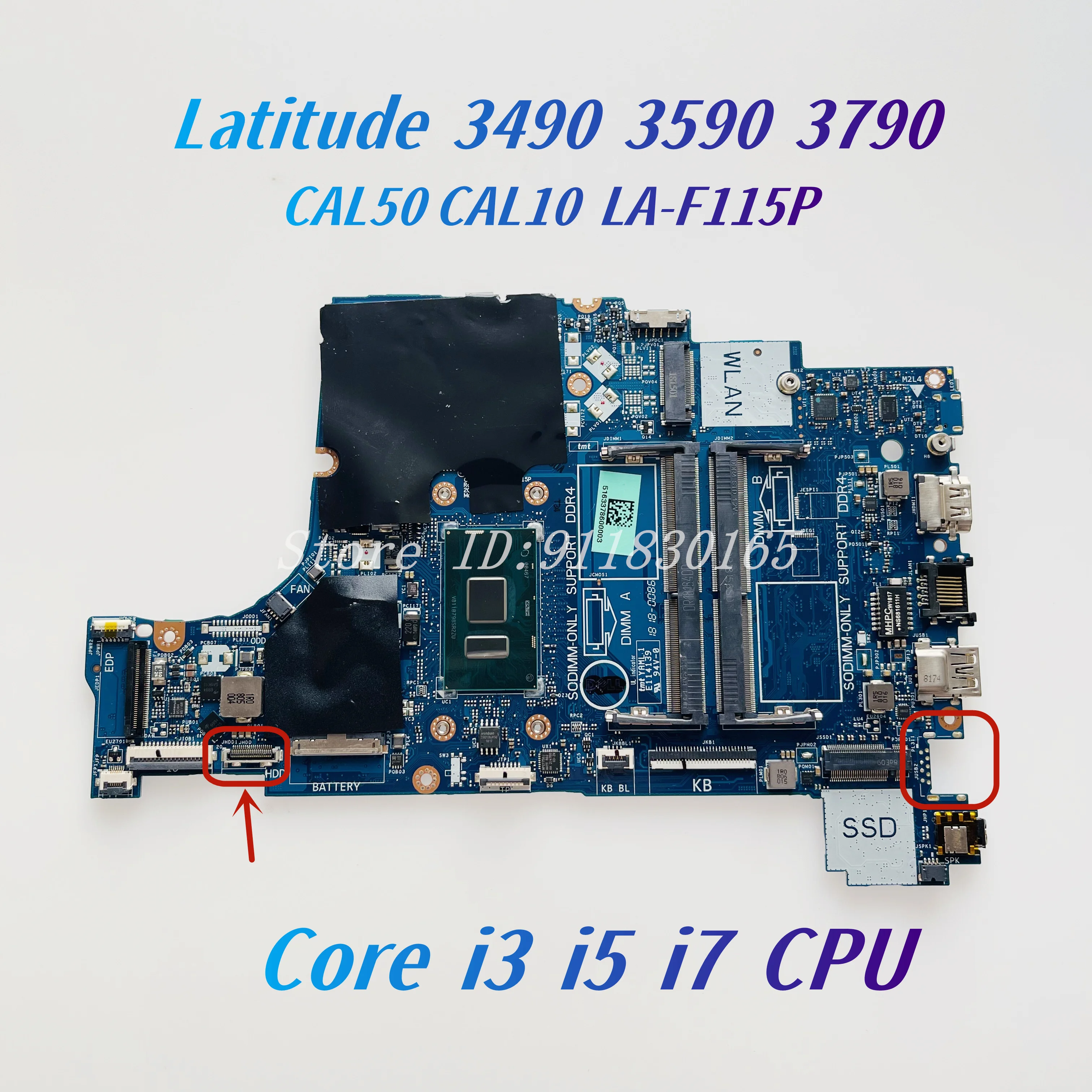 LA-F115P CN-09J1XM For DELL latitude 3490 3590 Laptop Motherboard With 3865U Core i3 i5 i7 CPU UMA DDR4 Mainboard Fast shipping