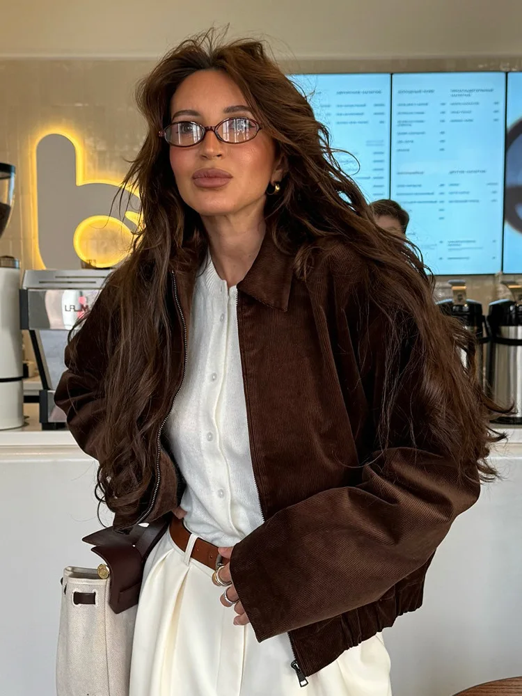 

Женская повседневная верхняя одежда на молнии кофейного цвета в стиле ретро, длинное пальто средней длины из смеси хлопка и полиэстера све