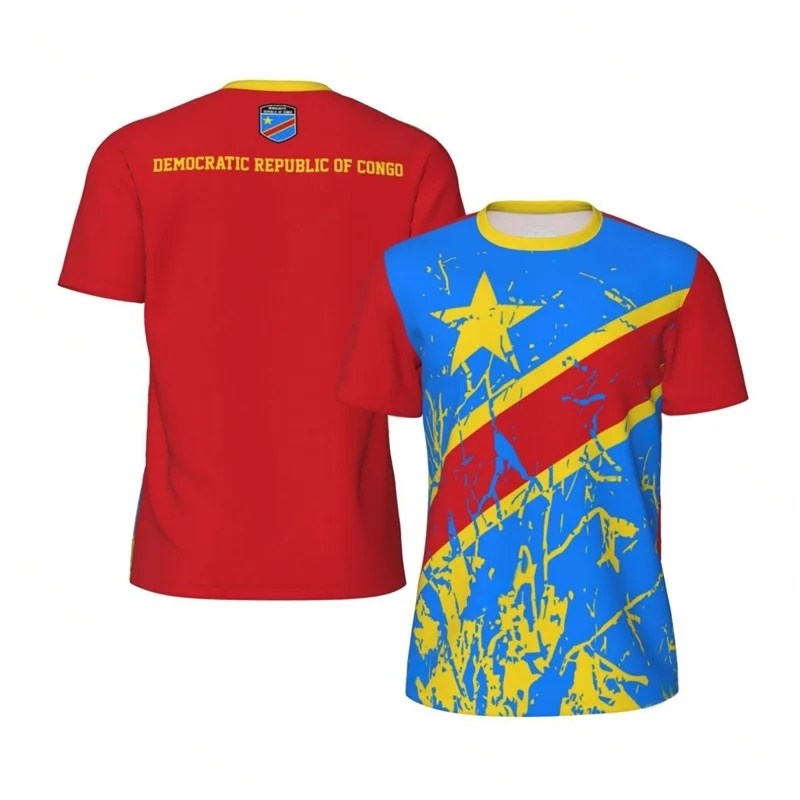 

Футбольная футболка Демократической Республики Конго, мужская футболка с 3D принтом, модные футболки с короткими рукавами и круглым вырезом, спортивные футболки