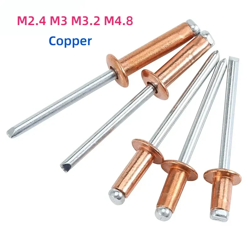 

Round Dome Head Open End Blind Rivets Copper Self Plugging Decorative Fastener M2.4 M3 M3.2 M4.8 Copper Pop Rivets