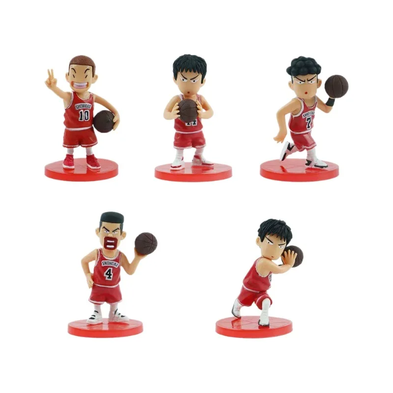 5PCS Slam Dunk Q Edition Sakuragi Hanamichi Ryukawa Maple Shobei Basketball Team Doll Handmade Ornament Car Decoration Toys image 6