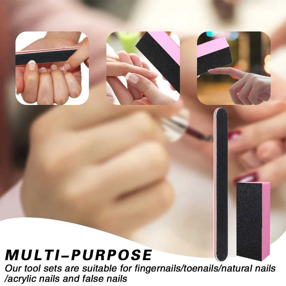 Kit de limas de uñas rosas, juego profesional de lima de pedicura de uñas negra y lijado, herramienta de manicura, 2/4/6/8 Uds.
