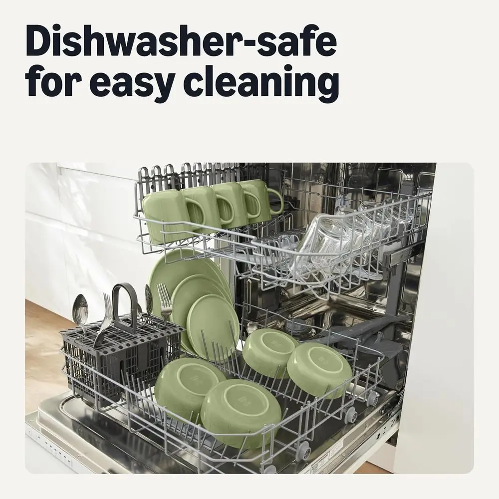 Olive Ceramic Dinnerware Set, 12-Piece, 4-Person Place Settings, Dishwasher Safe