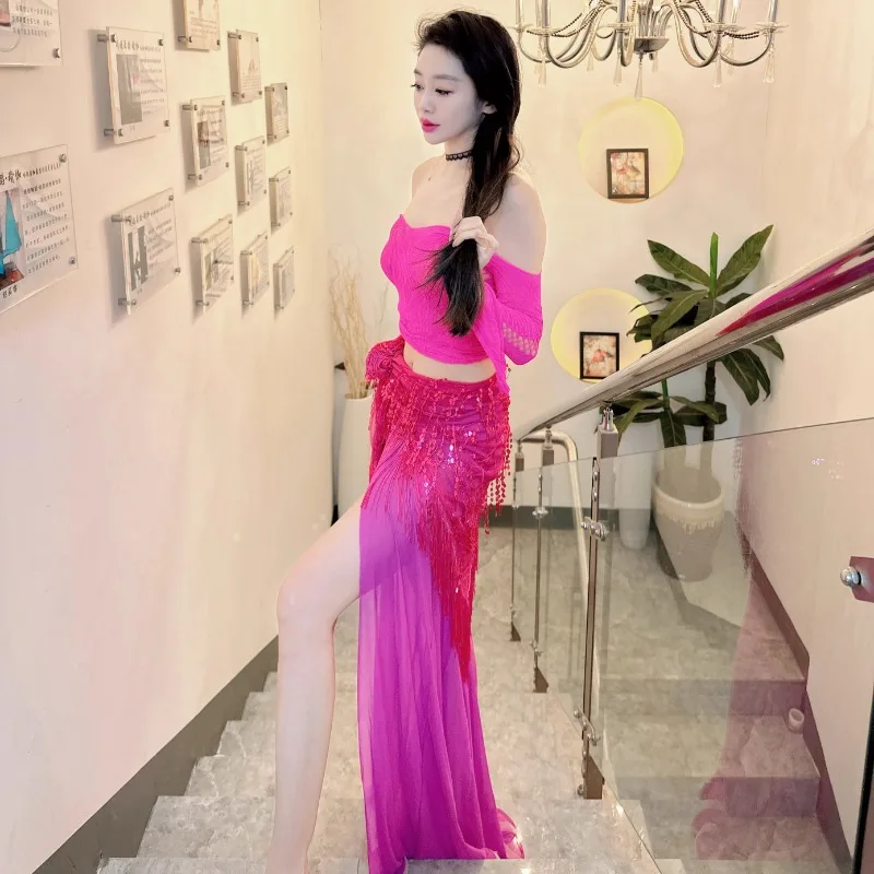 カスタマイズされたベリーダンス衣装 2025 新オリエンタルダンスハイエンド練習ドレスセクシーなオフショルダーパフォーマンスドレス初心者