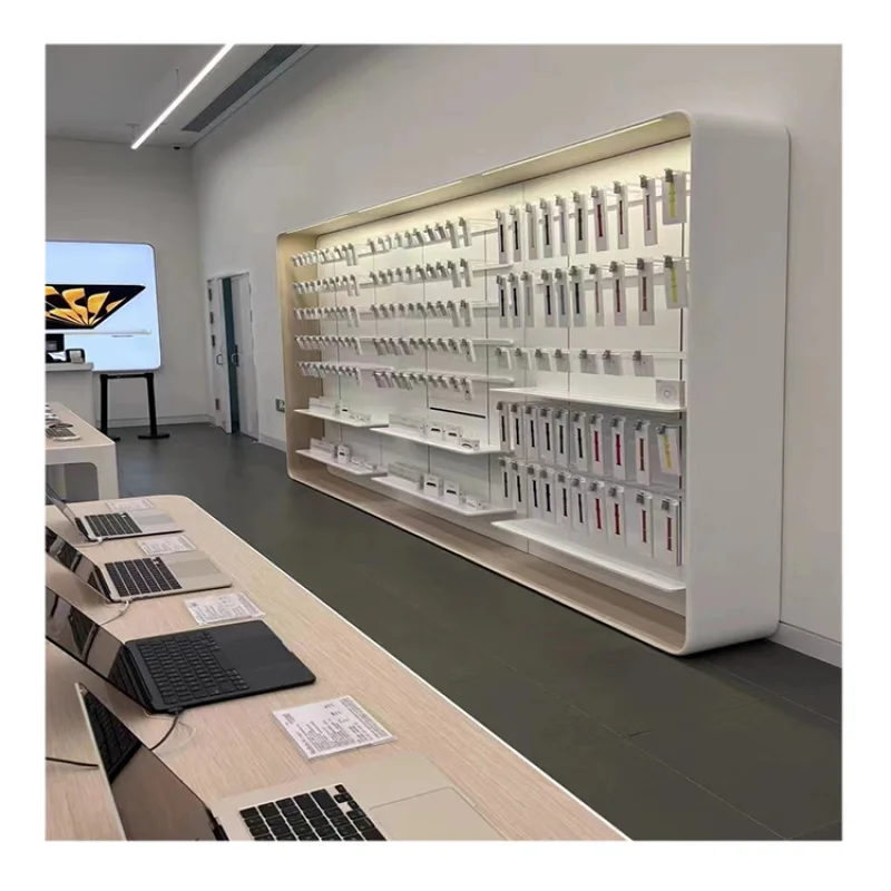 مخصص. الحديثة ملحقات الهاتف المحمول خزانة جدار عرض مركز تسوق متجر بيع بالتجزئة عرض رفوف الأثاث المحمول Styli