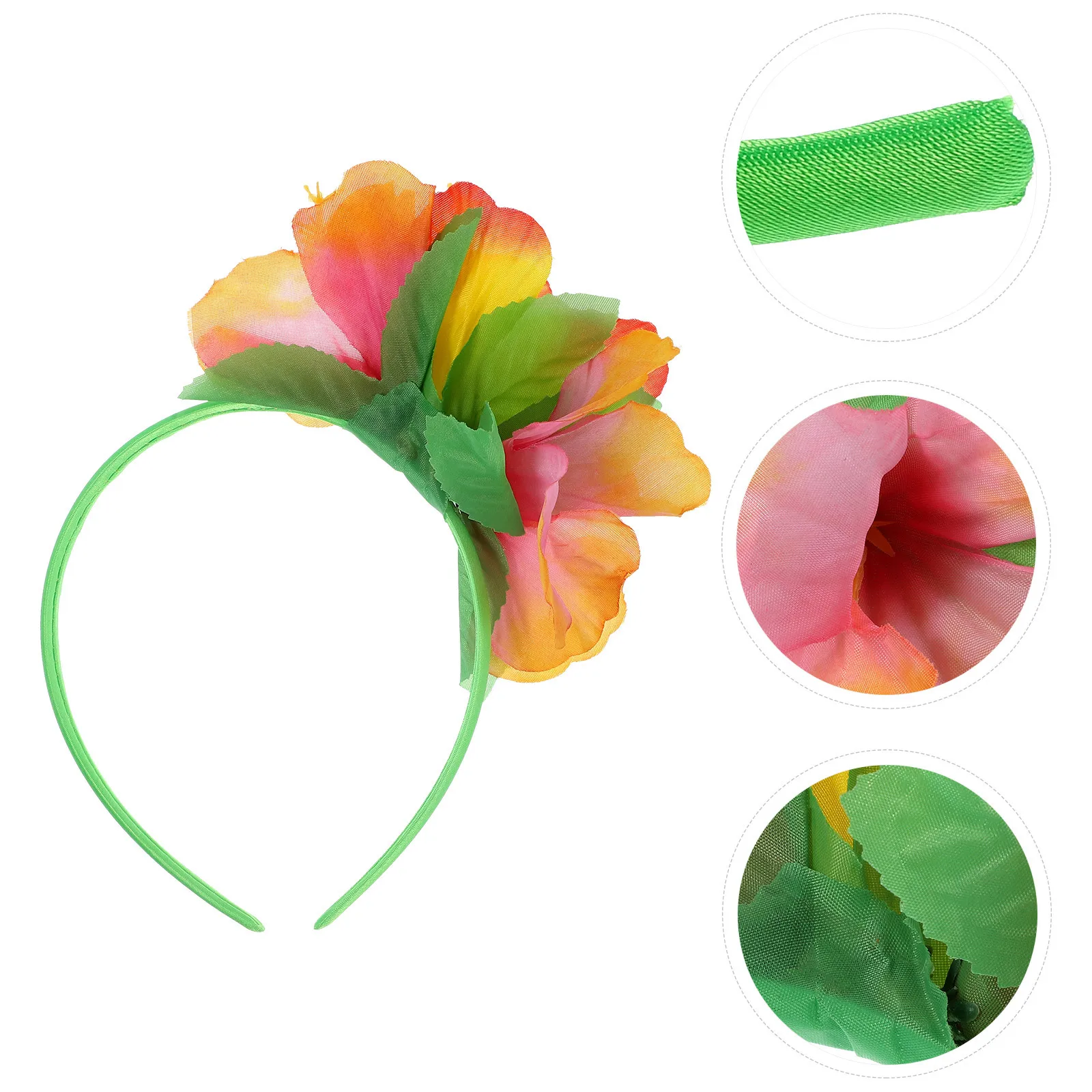 قطعتان من عصابات الرأس على شكل زهرة للنساء على طابع هاواي وحفلات الشاطئ وإكسسوارات الشعر المزخرفة بزهرة شعر Luau الممتعة