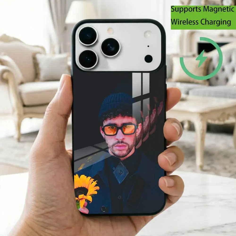 R-Rapper B-Bad B-Bunny Phone Case For iPhone17,16,15,14,13,12,11 Plus,Pro Magnetic For Magsafe Wireless Charging Gift
