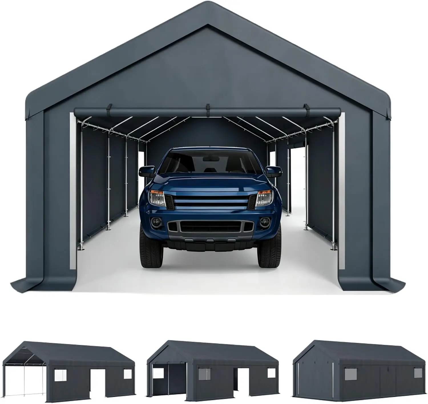 Portable Garage Carport Car Tent Storage Shed Canopy Outside Shelter Heavy Duty UV Resistant Waterproof Outdoor Shed Roll up Zip