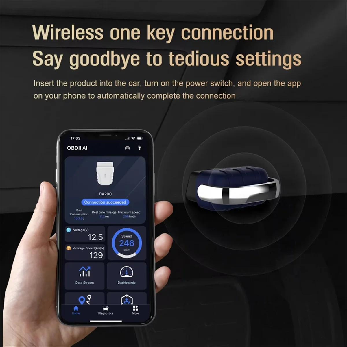 BAAQ DA200 자동 OBD II 리더 카드 도구 BLE 블루투스 4.0/5.4 OBD2 자동차 진단 스캐너 25K80 칩 오류 코드 무료 앱