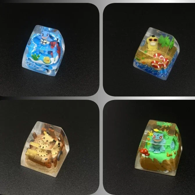 PTCG Pokemon Keycap Mechanical Keyboard Resin Transparent Stereoscopic Alcremie Mimikyu Psyduck Gyarados Darkrai Keycap Wave 13