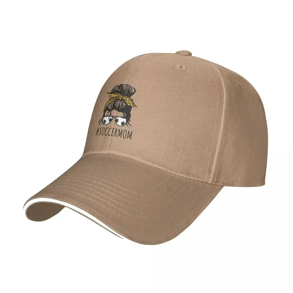 Soccer Mom With Leopard And Messy Bun Bucket Hat Baseball Cap Brand Man Caps Hats Baseball Cap Christmas Hats Women Hat Men's