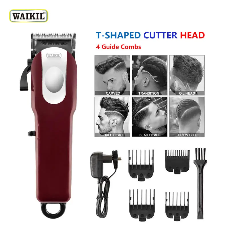 WAIKIL professional electric hair clipper multifunctional oil head carving machine rechargeable retro Barber styling tool