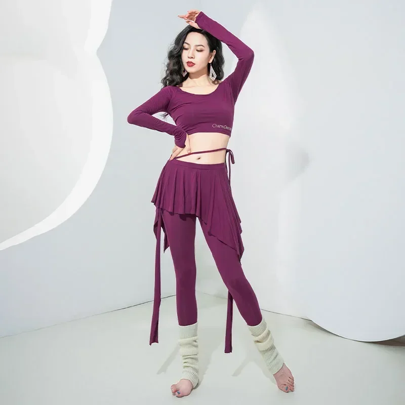 Nuovo abbigliamento per la danza del ventre Top modale autunno e inverno + pantaloni passo sul piede Set abiti da allenamento per la danza orientale