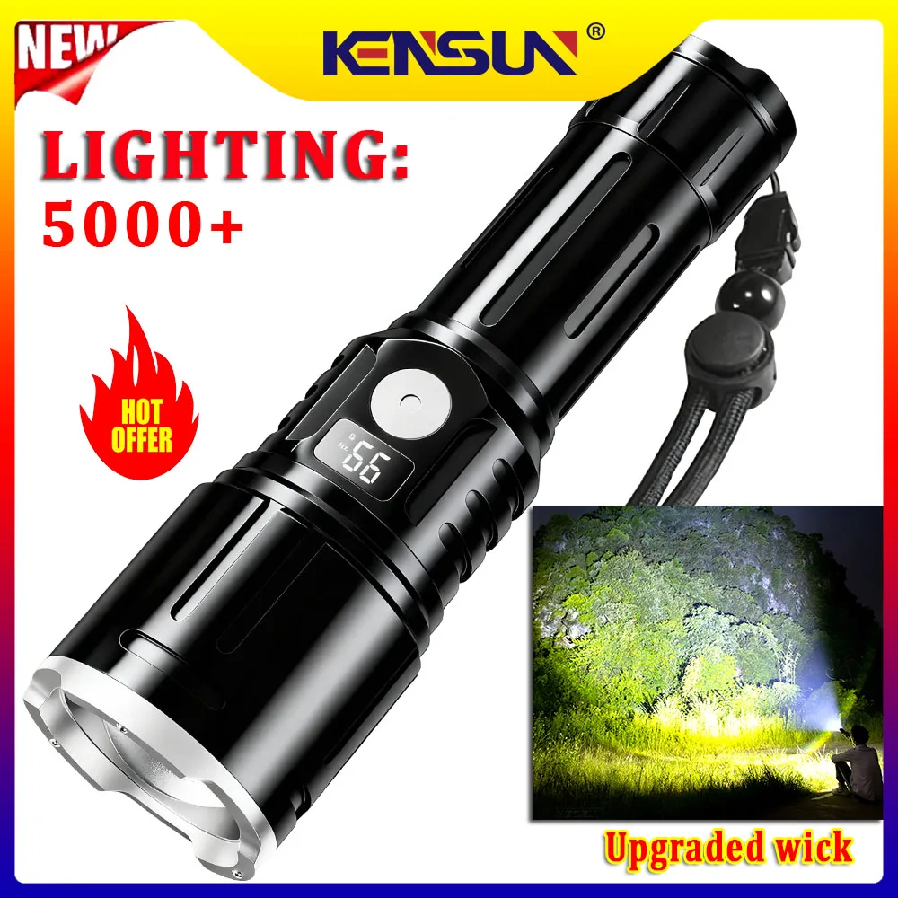 

Мощный светодиодный фонарик 1000000LM, USB-перезаряжаемый тактический фонарь с высокой светоотдачей, ручной фонарь с защитным замком для кемпинга, пешего туризма, рыбалки