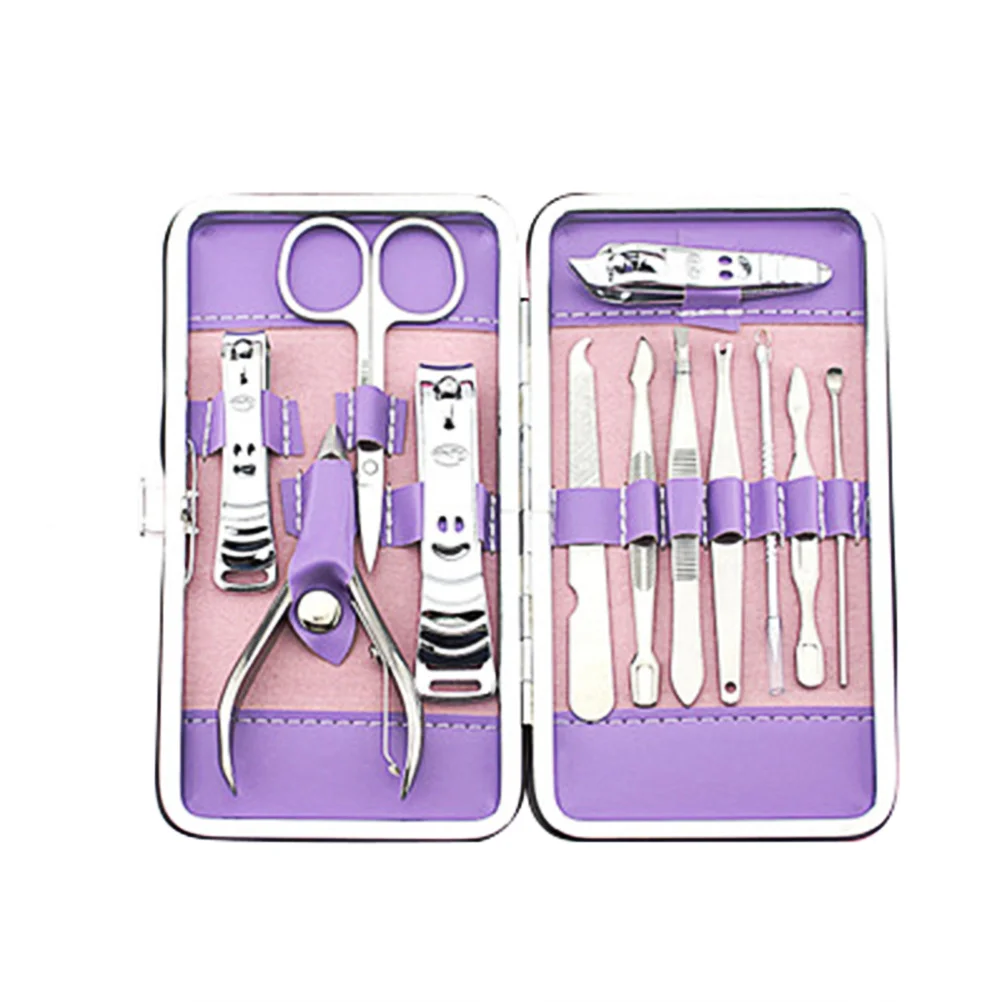12-teiliges Premium-Maniküre- und Pediküre-Set aus Edelstahl 304, Nagelknipser, Schere, Trimmer, Pflegeset, tragbarer Koffer