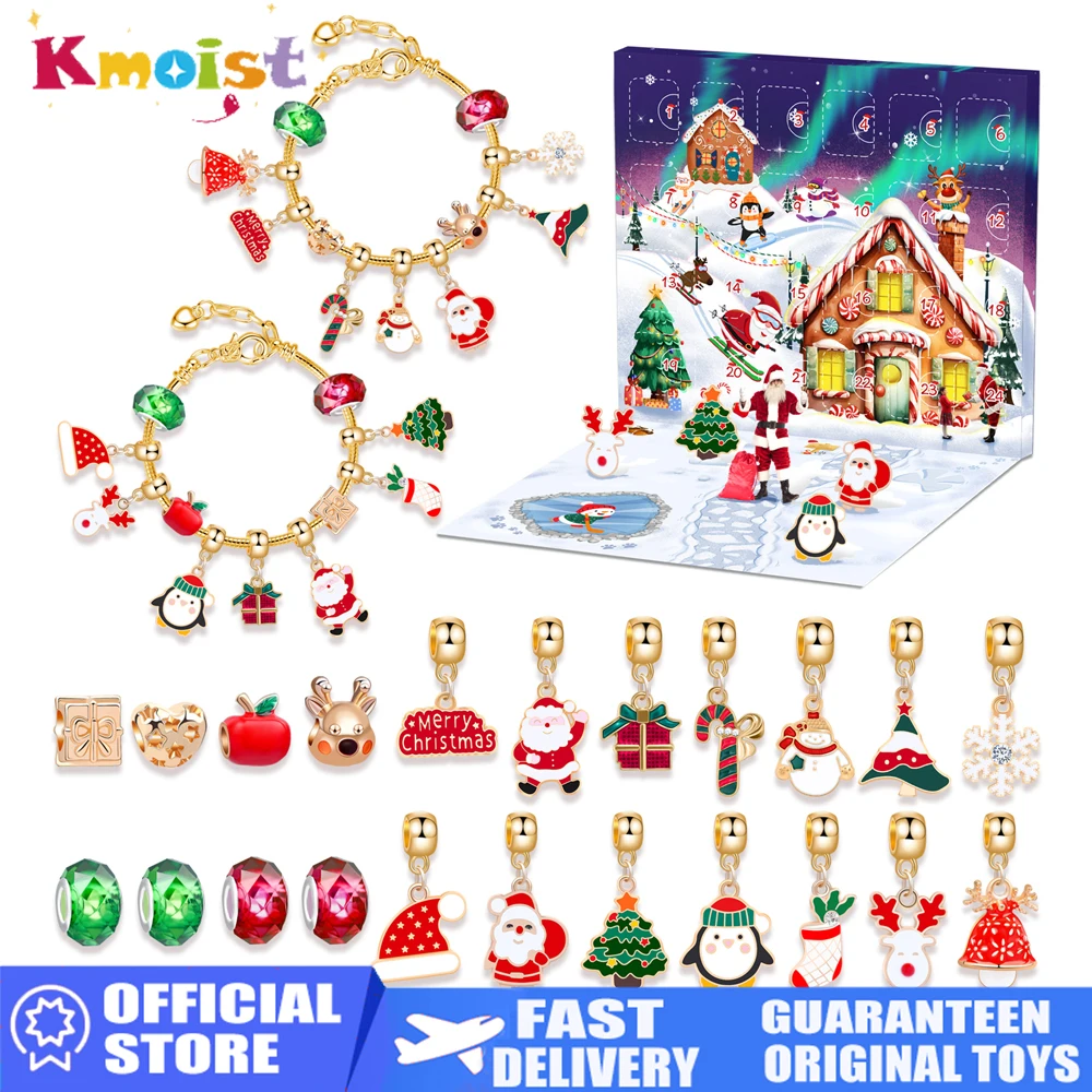 Weihnachts-Adventskalender, Geschenkbox, 2025, kreativ, DIY, Schneemann, Weihnachtsmann, Armband, Countdown-Kalender, Box für Mädchen, Neujahrsgeschenk