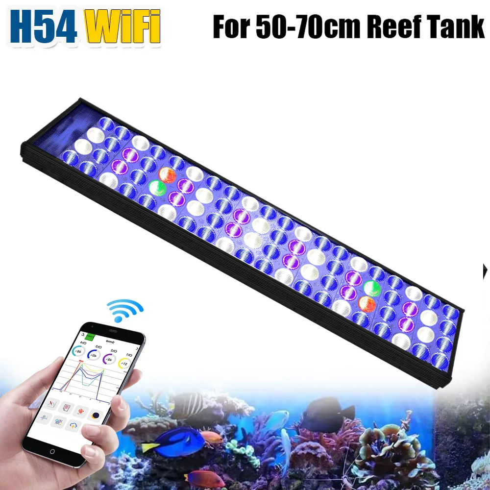 PopBloom-LED Aquarium Light, Full Spectrum Marine Aquarium Lamp for Coral Fish, Saltwater Reef Tank, Sunrise and Sunset, 60-80cm