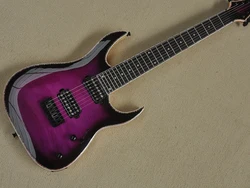 7 Strings Neck-thru-body Purple Electric Guitar with Ebony Fretboard,Abalone Inlay/Binding