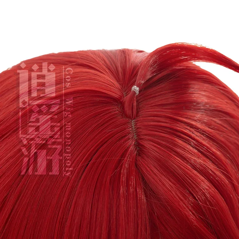 الساحرة من ميركوري أنيمي سوليتا ميركوري شعر مستعار تأثيري 80 سنتيمتر أحمر داكن مقاومة للحرارة الشعر الاصطناعية حفلة الهالوين + غطاء شعر مستعار