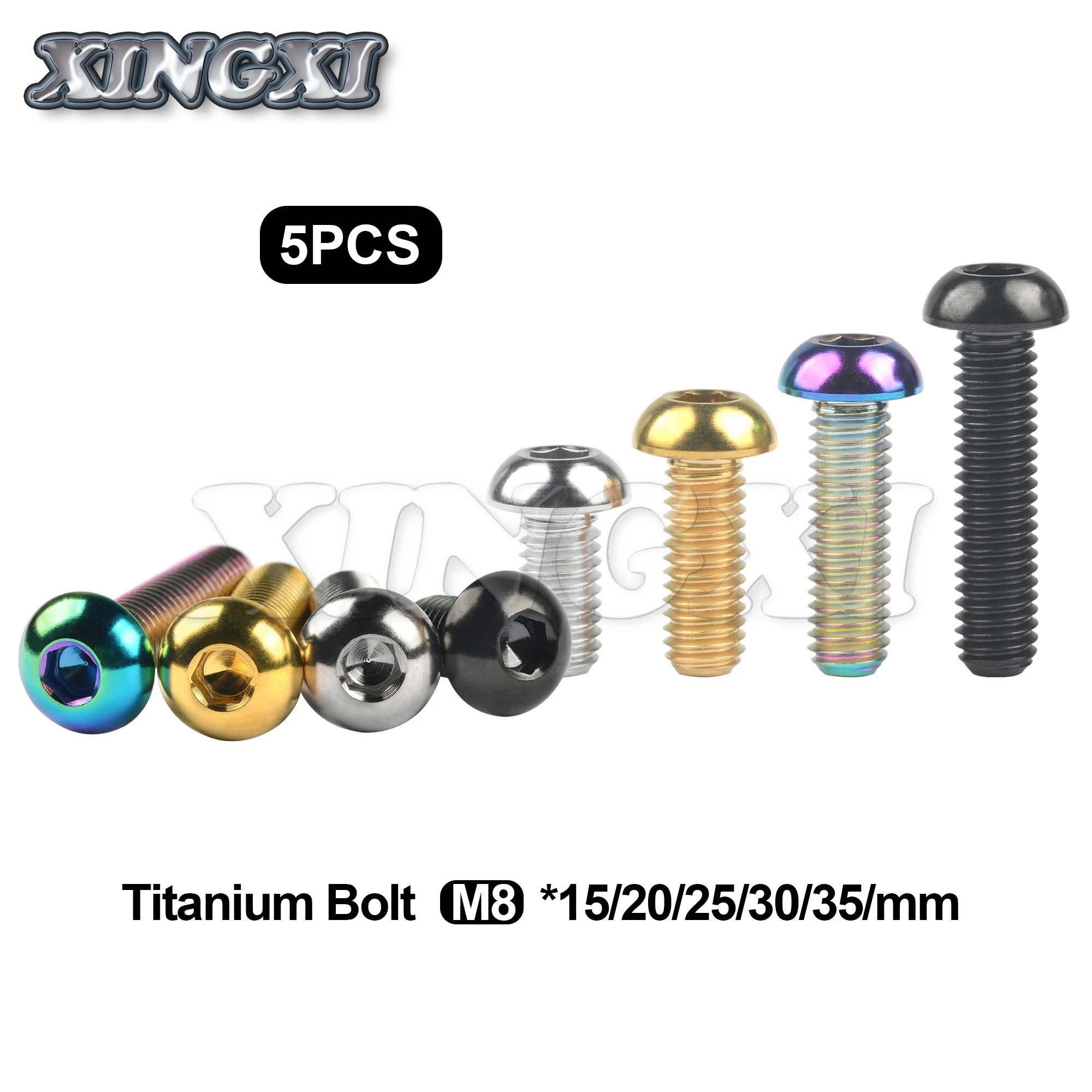 Xingxi 5PCS Titanium Bolt M8x15 20 25 30 35mm Allen Key Head Screws for Motor Bike Disc