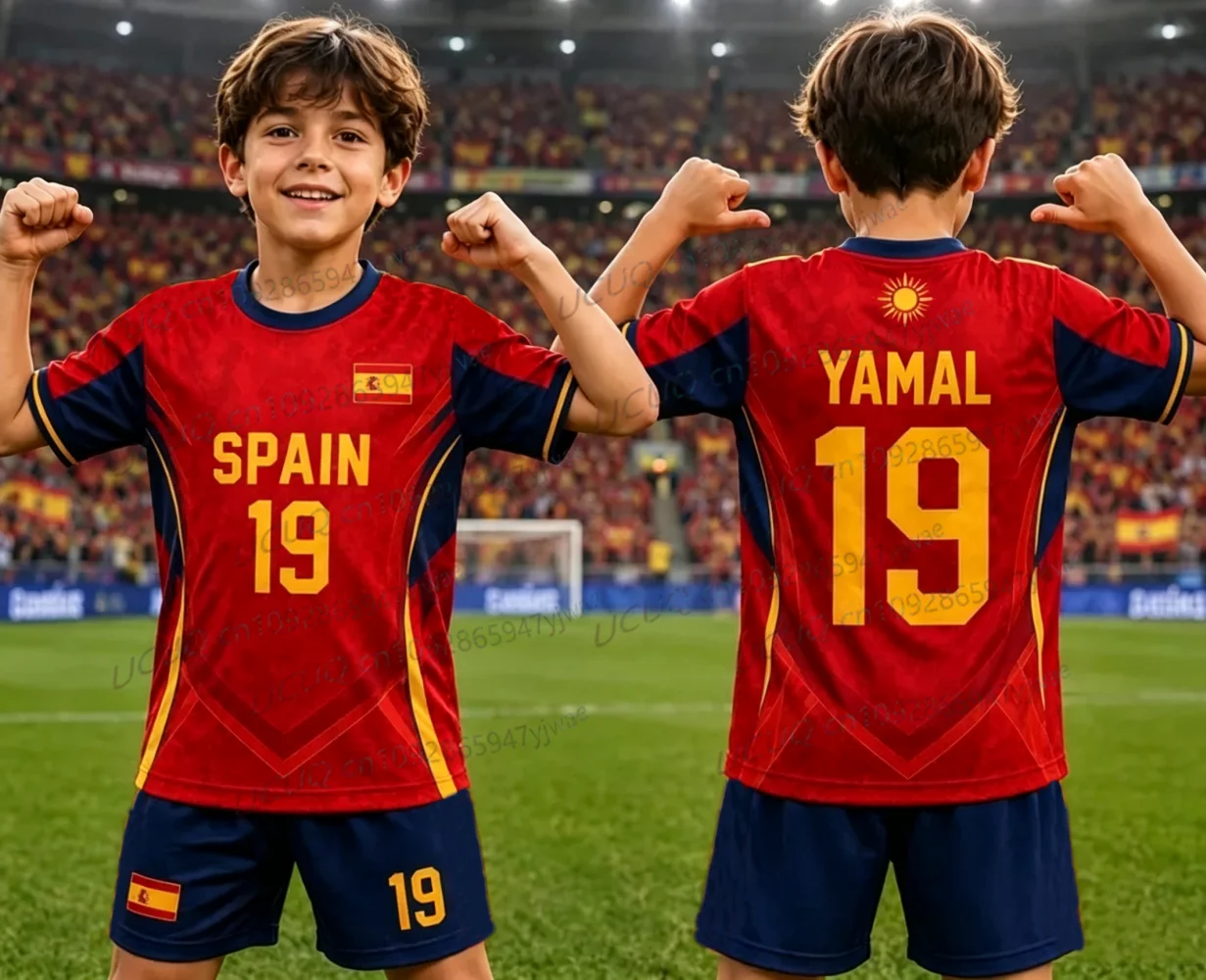 2026 Special NO.19 YAMAL Football Jersey Tee Shorts Set Women Men Spain Fans T-shirt Or Set Shorts Summer Kid's 2 Piece Set