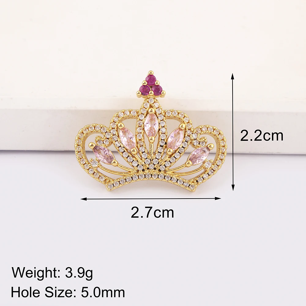 Classic Gold Color Crown Pendant for DIY Necklace Women Engagement Jewelry Clear Rhinestone Jewelry Making Findings Supplies