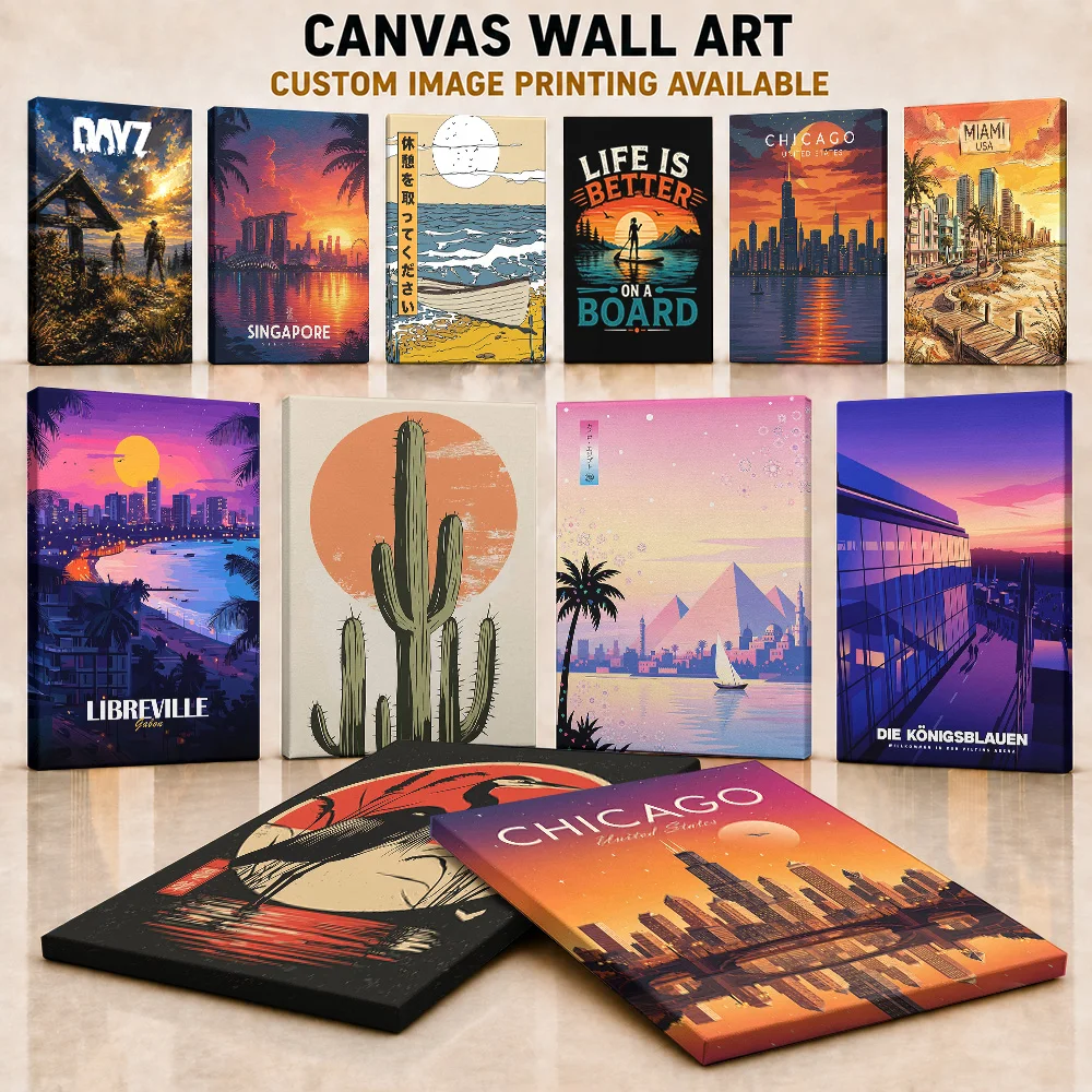 Sunset Canvas Painting Poster Personalized Photo Modern Tranquil Design Wall Art For Apartment Entryway Ideal As Traveler Gift