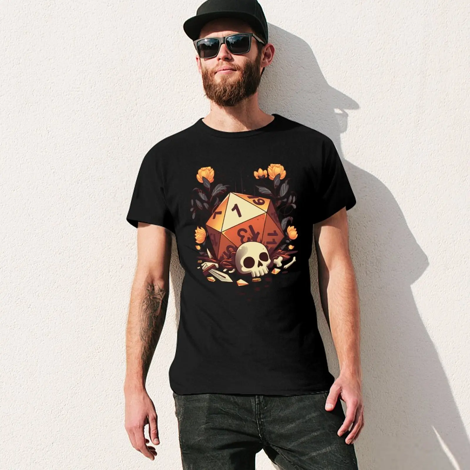 Fatal Roll- Role Player Skeleton T-Shirt Festive Simple T-Shirt