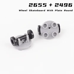 Rainbow Pig MOC Parts 2496 2655 Wheel Skateboard With 2x2 Plate Round Compatible Bricks DIY Building Blocks Particle Kid  Toys