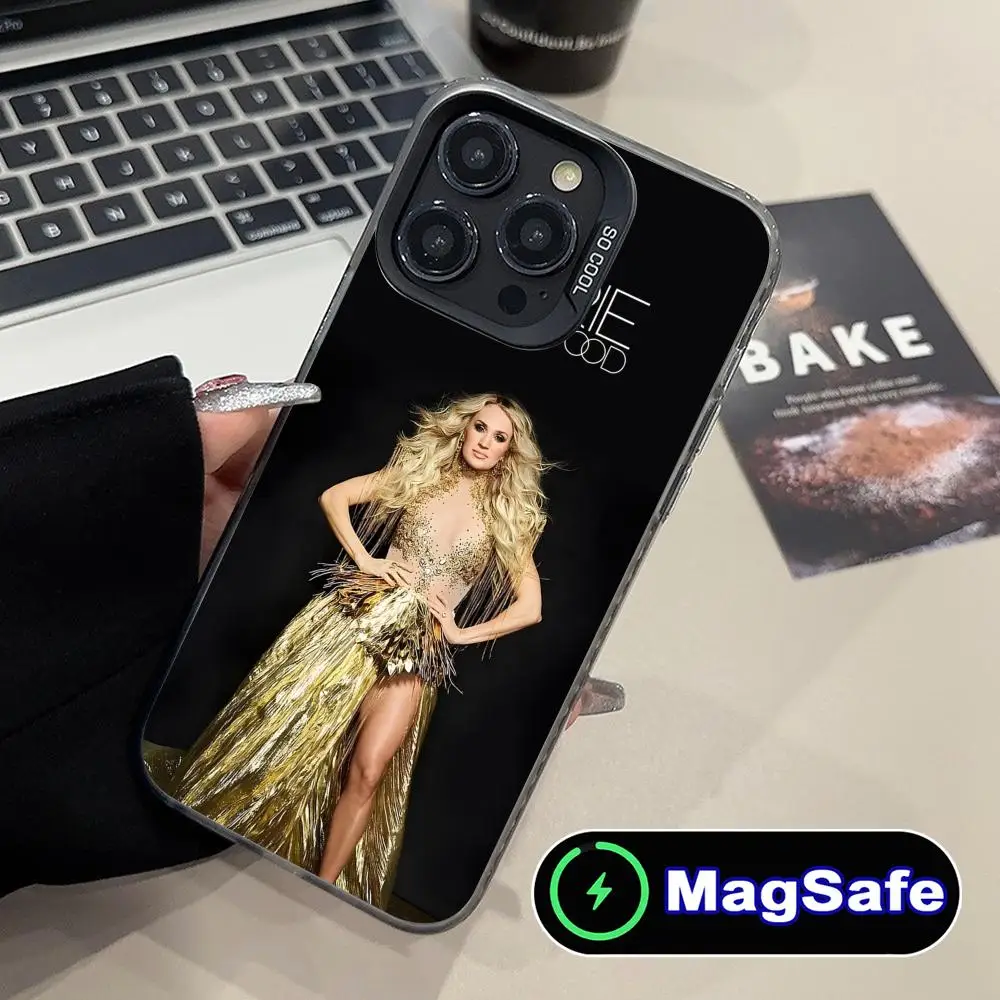 Carrie Underwood Mobile Phone Case for iPhone 16 15 14 13 12 11 Pro Max Plus MagSafe Translucent Colour Cover Pretty Smartphone