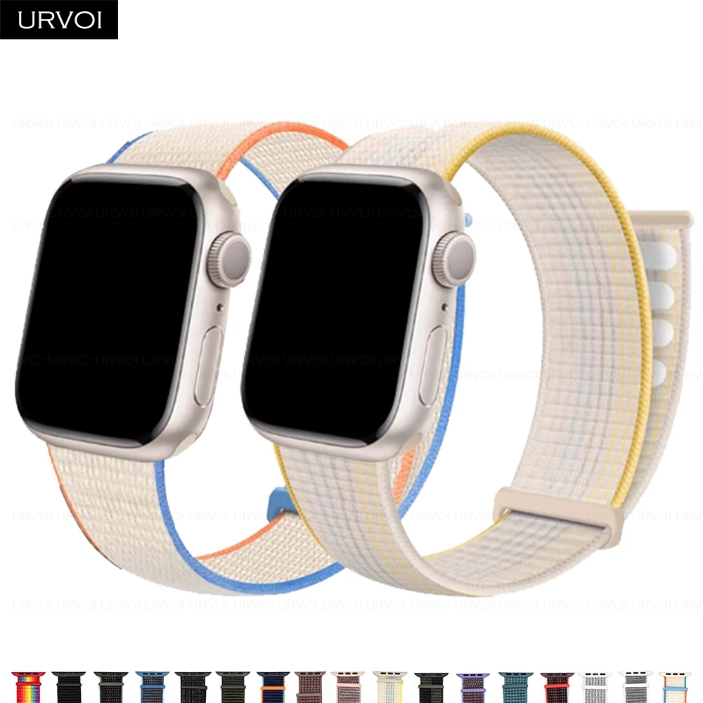 URVOI Armband für Apple Watch Ultra 2 Serie 10 9 8 7 6 SE Nylon-Sportschlaufe für iWatch-Armband Klettverschluss 49 mm